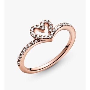 NEW Pandora‎ Sparkling Wishbone Heart Ring Romantic Size 5